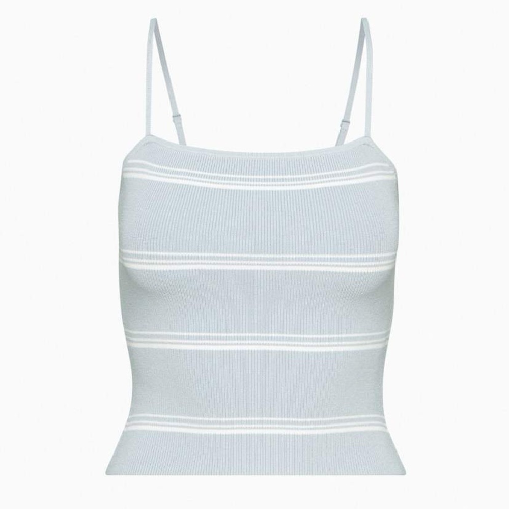 Aritzia BABATON Light Blue & White Striped Knit Cami Tank Top Size S